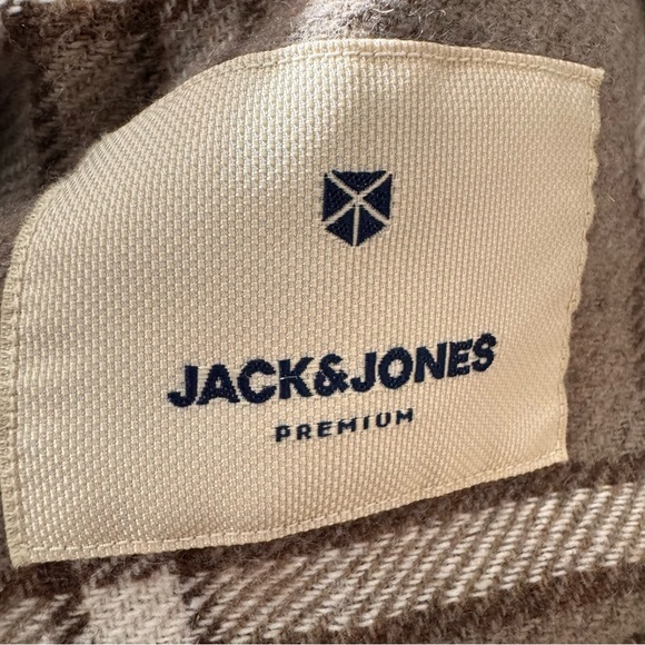 Jack & Jones Plaid Brown Wool Button Down Shirt Size XL NWT  Shacket - Picture 5 of 8